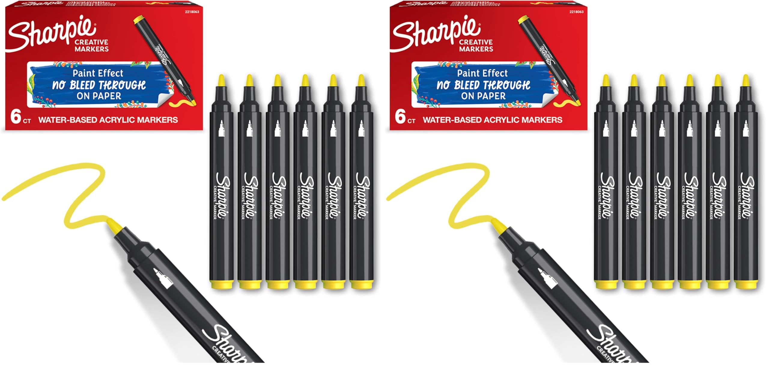 SHARPIE Akrilik markör, Yuvarlak uç, Sarı (2 paketi)