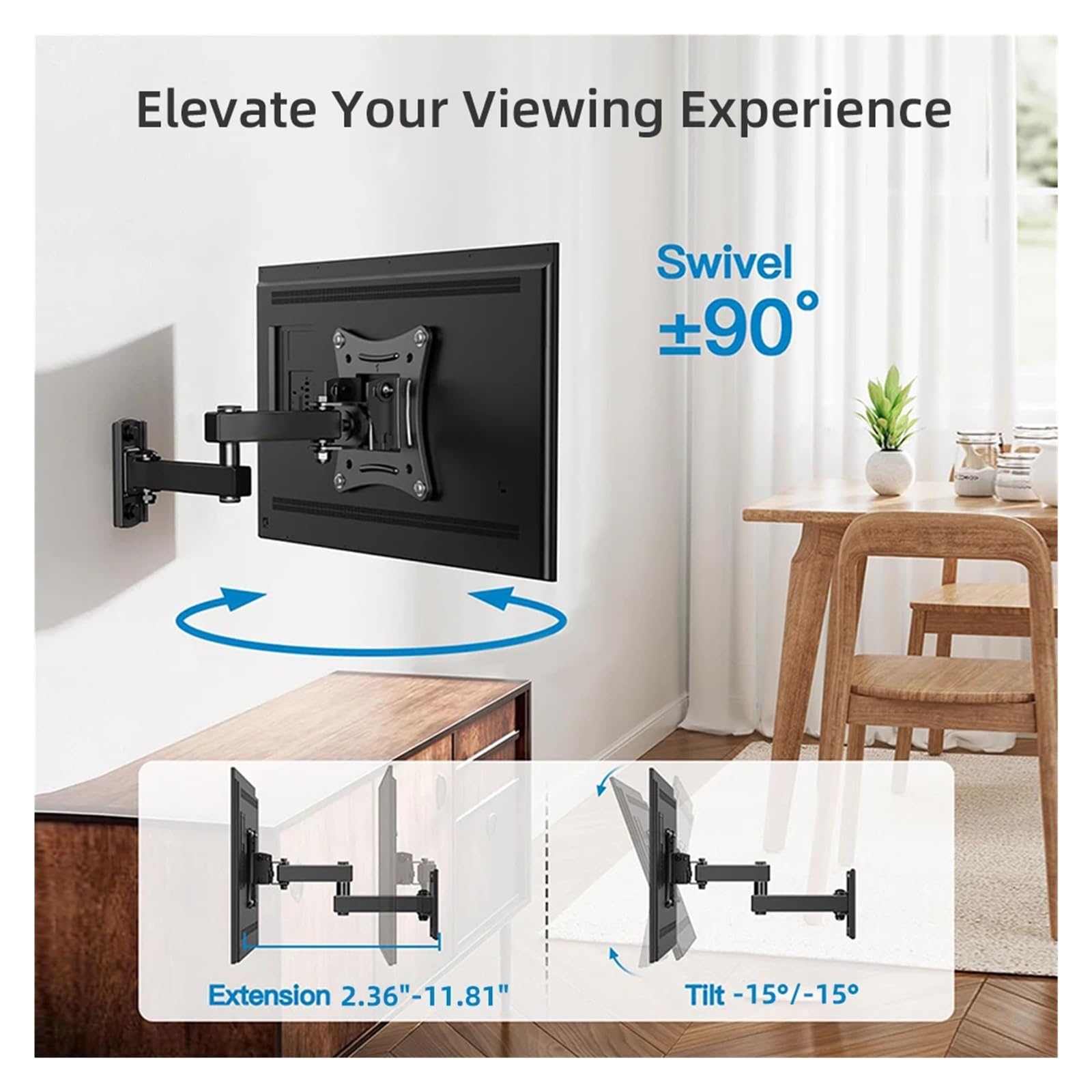 Soporte De Pared for TV De Esquina De Movimiento Completo, 10-32 Pulgadas, VESA 100x100 Mm