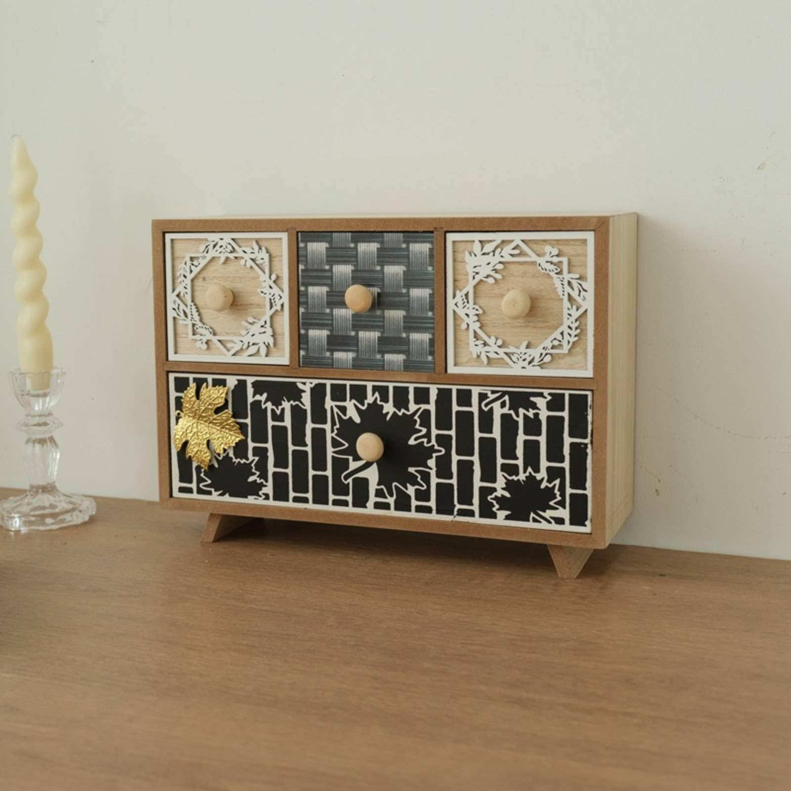 Organizer da Scrivania con Cassetti Pomelli Tondi Organizzatore da Scrivania Compatto Soluzione di Stoccaggio per per Ufficio e Abitazione, Stile D
