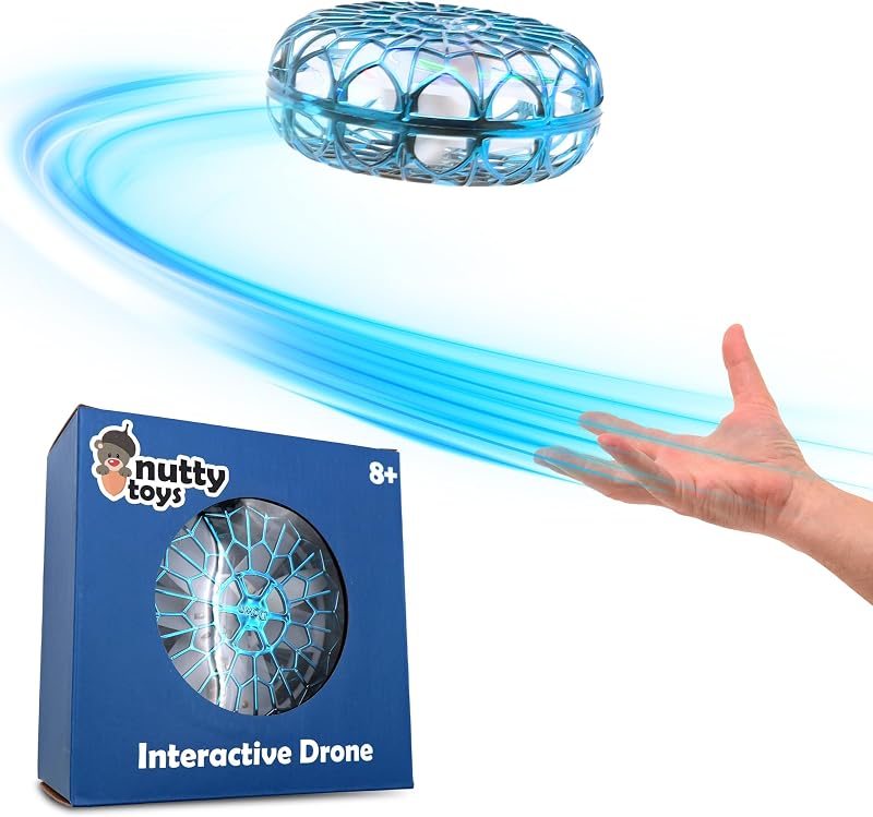 NUTTY TOYS Dron interactivo – Boomerang iluminado manual para niños y adultos | Agitar fácilmente para empezar a volar OVNI | Idea de regalo superior para relleno de canasta de Pascua 2026 para niños y adolescentes 4 5 6 7 8 9 10 11 12 13 14