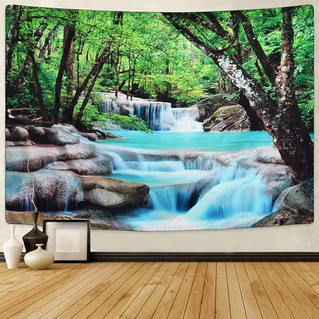 Tenture Murale Jungle Vert Nature 150x130cm - Décoration Murale en Tissu