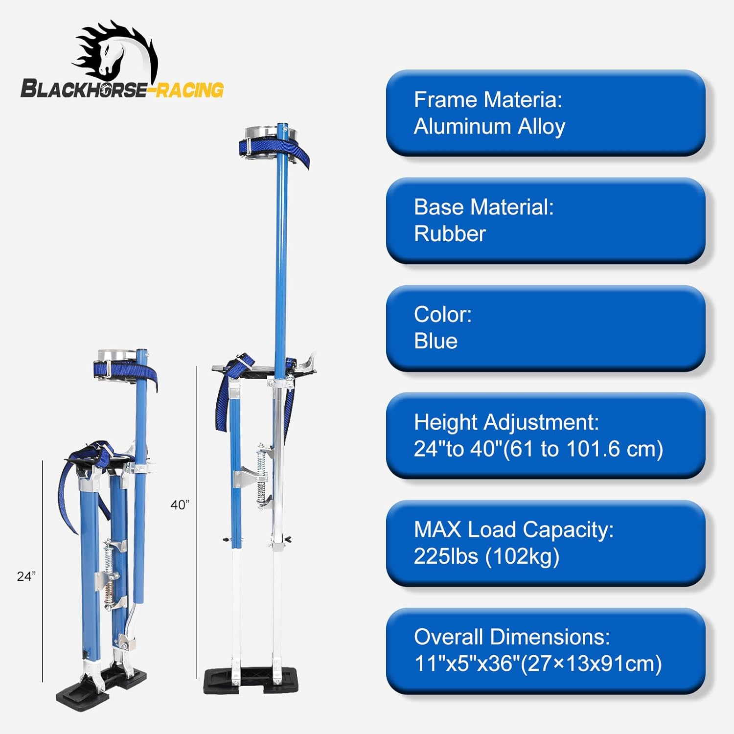 24 inch -40 inch Professional Grade Adjustable Drywall Stilts Taping Paint Stilt Aluminum Tool Stilt for Painter Taping Blue