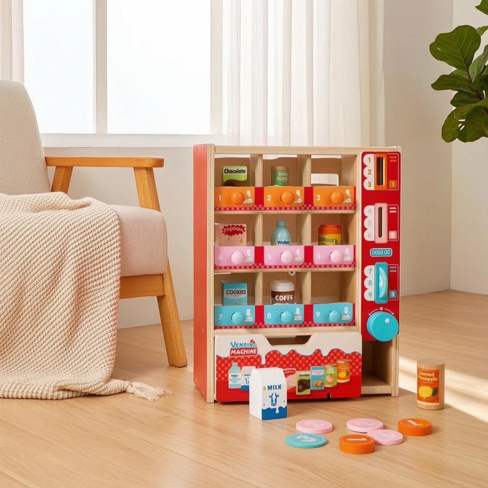 kowaku Distributore Automatico Giocattolo Realistico Gioco D'imitazione Educativo Banco per Cameretta, Scuola Dell'infanzia