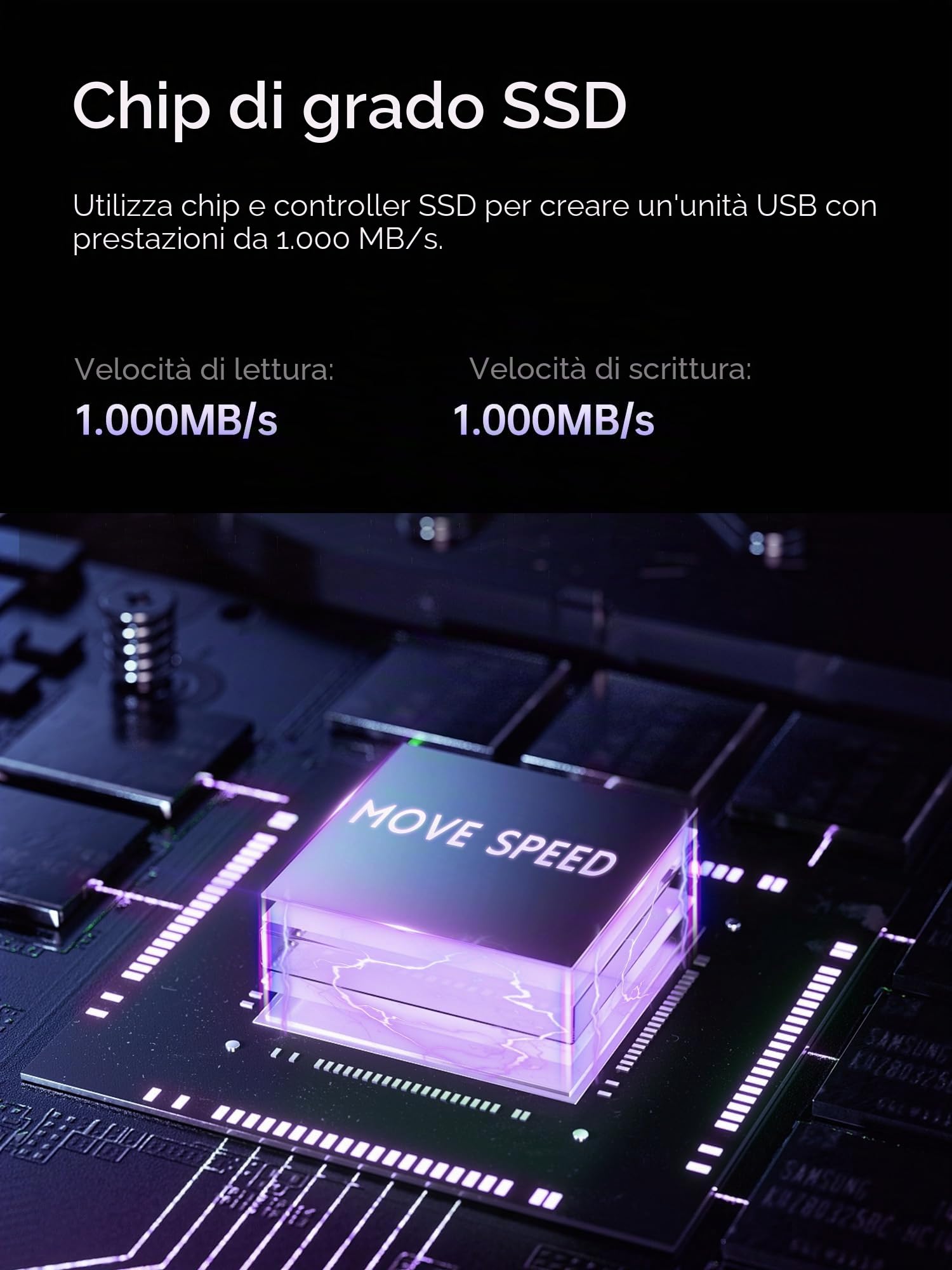 MOVE SPEED Chiavetta USB C da 512 GB – Chiavetta USB ad alta velocità con 1.000 MB/s, USB 3.2 Gen2 e tipo C Dual, con portachiavi e custodia in pelle