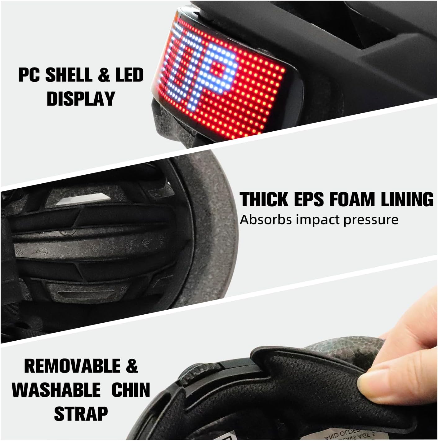 Adult Bike Helmet with LED Display, Smart LED Bicycle Helmet with Remote/APP Control, Waterproof Road Cycling Helmet with Turn Signals, with DIY Image Function, Speedometer, for Men/Women - Image 5