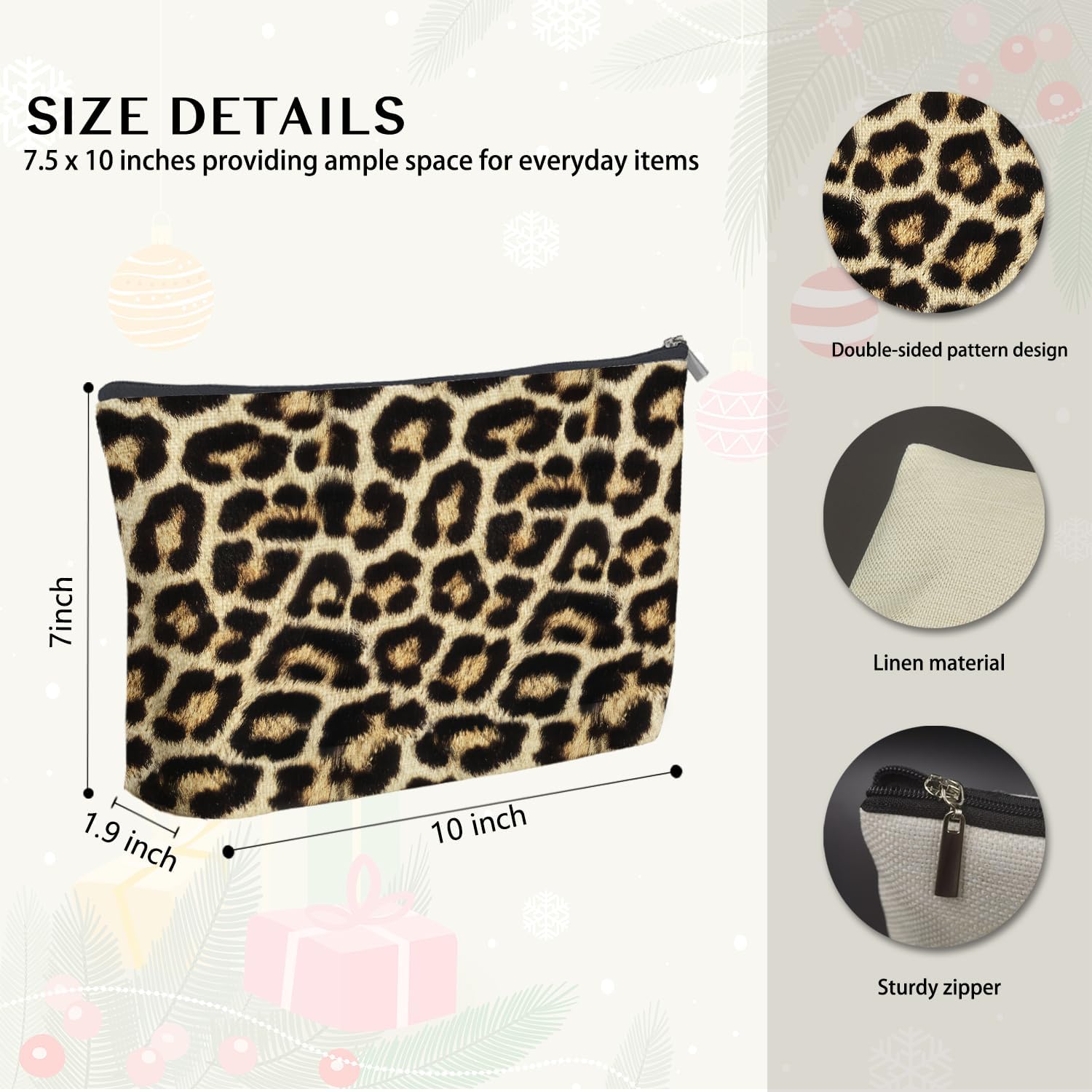 Leopard Cheetah Print Makeup Bag Gifts for Women, Leopard Cosmetic Bag, Trendy Girly Wild Animal Print Aesthetic Zipper Makeup Pouch Travel Toiletry Bags image 4