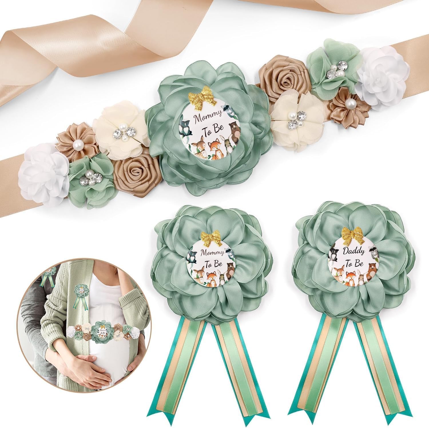 Blue Snowflake Baby Shower Corsage Set ,Mommy To Be /Daddy To Be