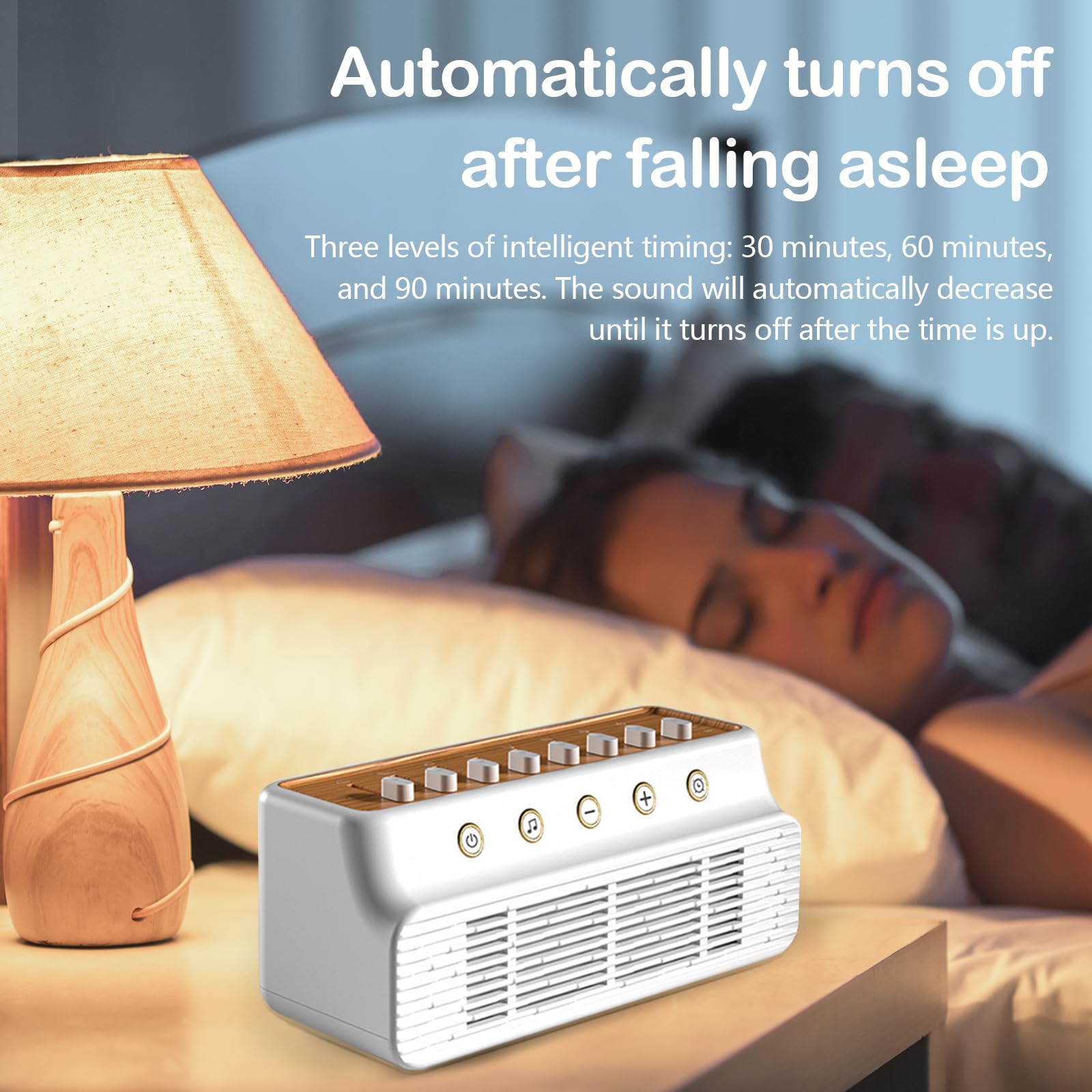 Machine à Bruit Blanc, Boîte à Sons pour Dormir USB Assure une Bonne Qualité du Sommeil pour Adultes avec Sons Apaisants et Minuteur avec Mémoire avec 8 Sons de la Nature