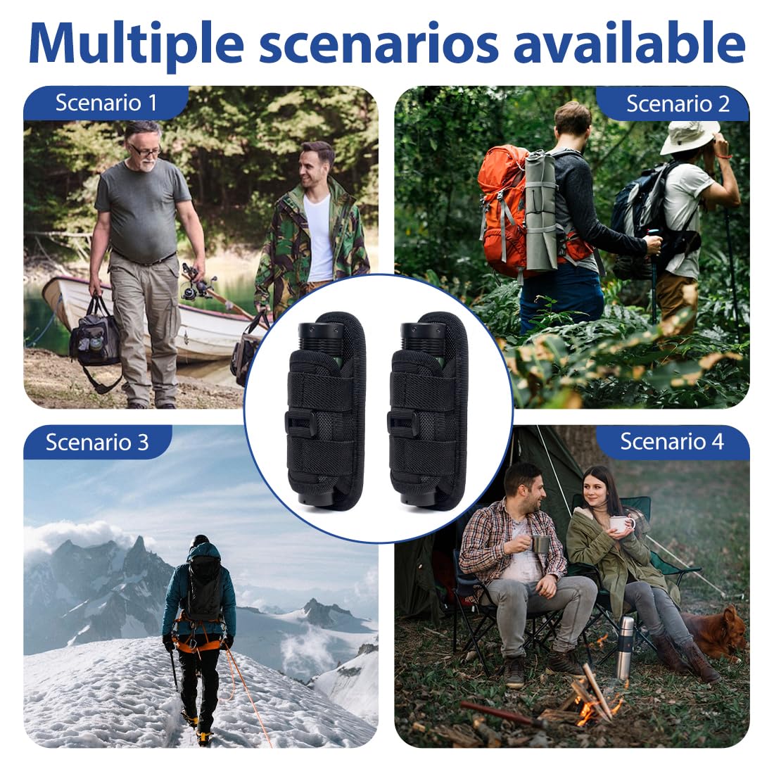 2 Pezzi Porta torcia cinturone, Porta guanti cinturone, Supporto per Torcia Tattica a 360 Gradi, Kit multiutensile, Escursionismo e trekking all'aria aperta, Facile da usare