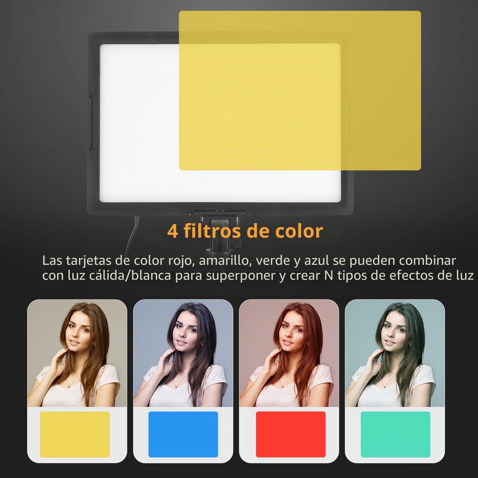 Andoer Lámpara de video LED de 15W LED 3000K - 6500K de intensidad regulable con soporte con soporte de luz, alimentación USB para transmisión en vivo, grabación de video, reuniones en línea