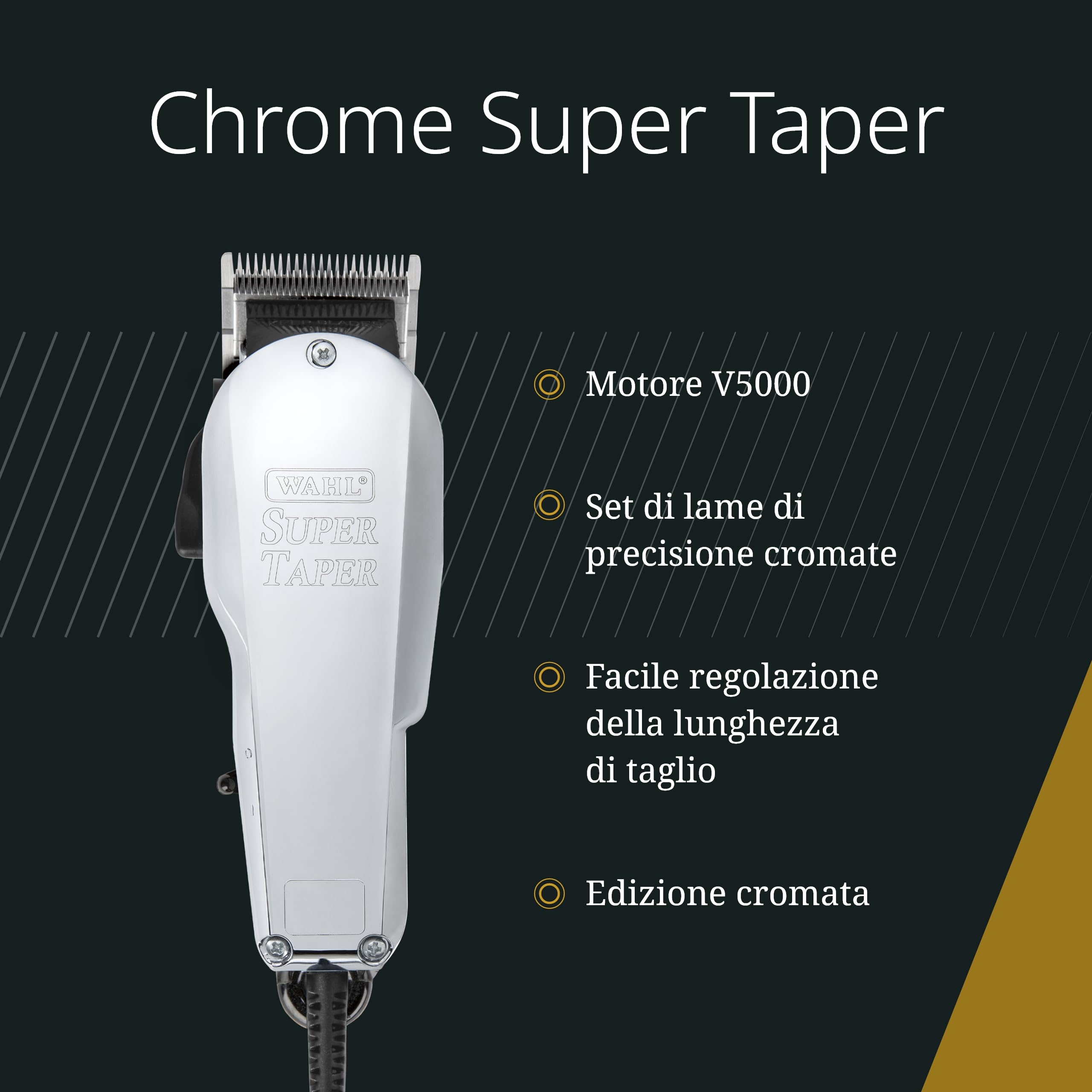 Wahl Chrome Super Taper - Per tagliare grandi quantità di capelli e sfumatura - nero/argento