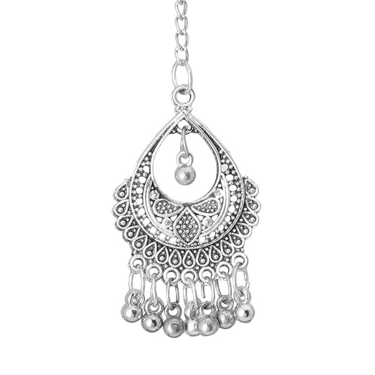 Shreyadzines Oxidized Silver Maang Tikka - Bridal Wedding Jewelry For Women, Non-Precious Metal Headpiece, Ethnic Accessory