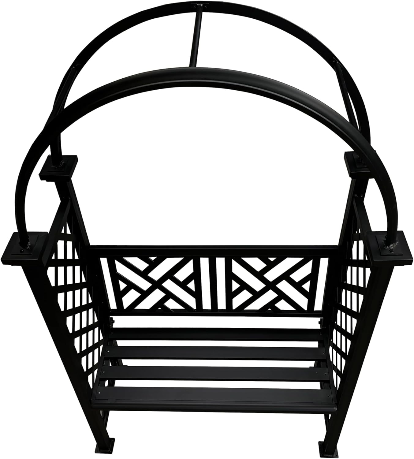 Oakland Living Black Aluminum Garden Arbor Arch with 2-Seater Bench
