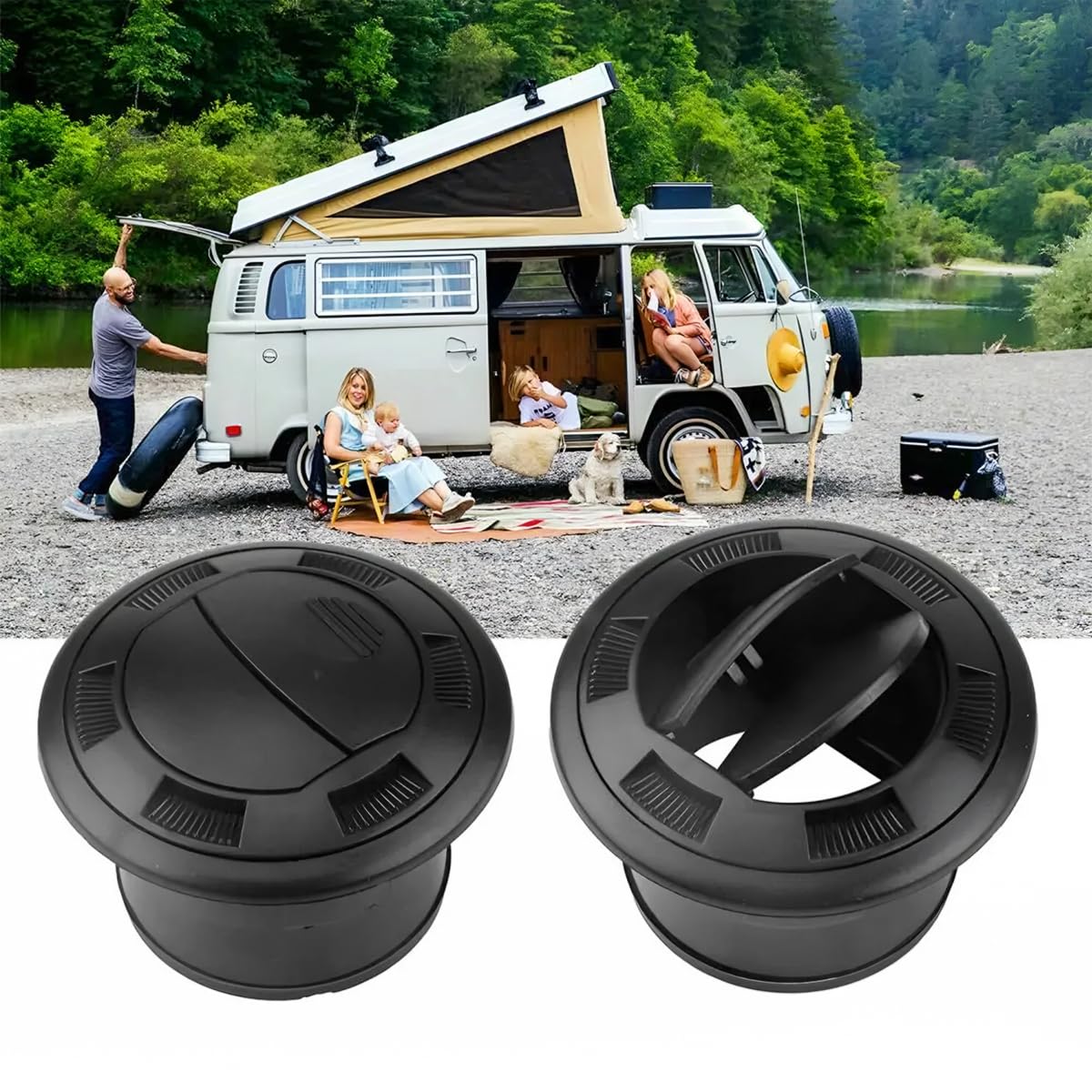 SEWOART 2-Pack Black ABS Dashboard Air Vent Covers - Deflector & Vent Modification For Cars, Trucks & RVs