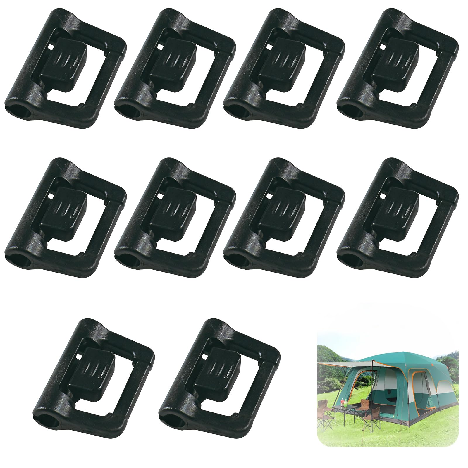 10 PCS Tent Pole Hooks, Camping Sky Hooks with 4.8mm Aperture & 18mm Slide Width, for Hanging Lights, Lanterns, Gear to Tent Poles, Awnings - Outdoor Accessories