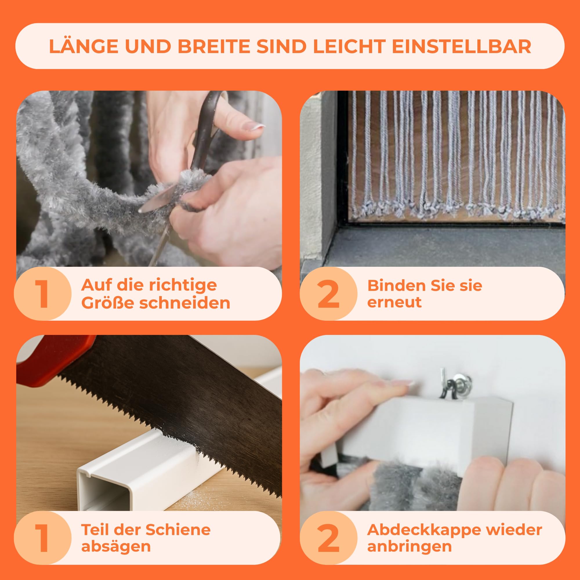 Trente Turvorhang Schnüren - Fliegengitter Fenster, Verschiedene Größen, Seile Balkontür Fliegengitter, Insektenschutz Perlen, Fliegenvorhang Natur 100 x 220 cm