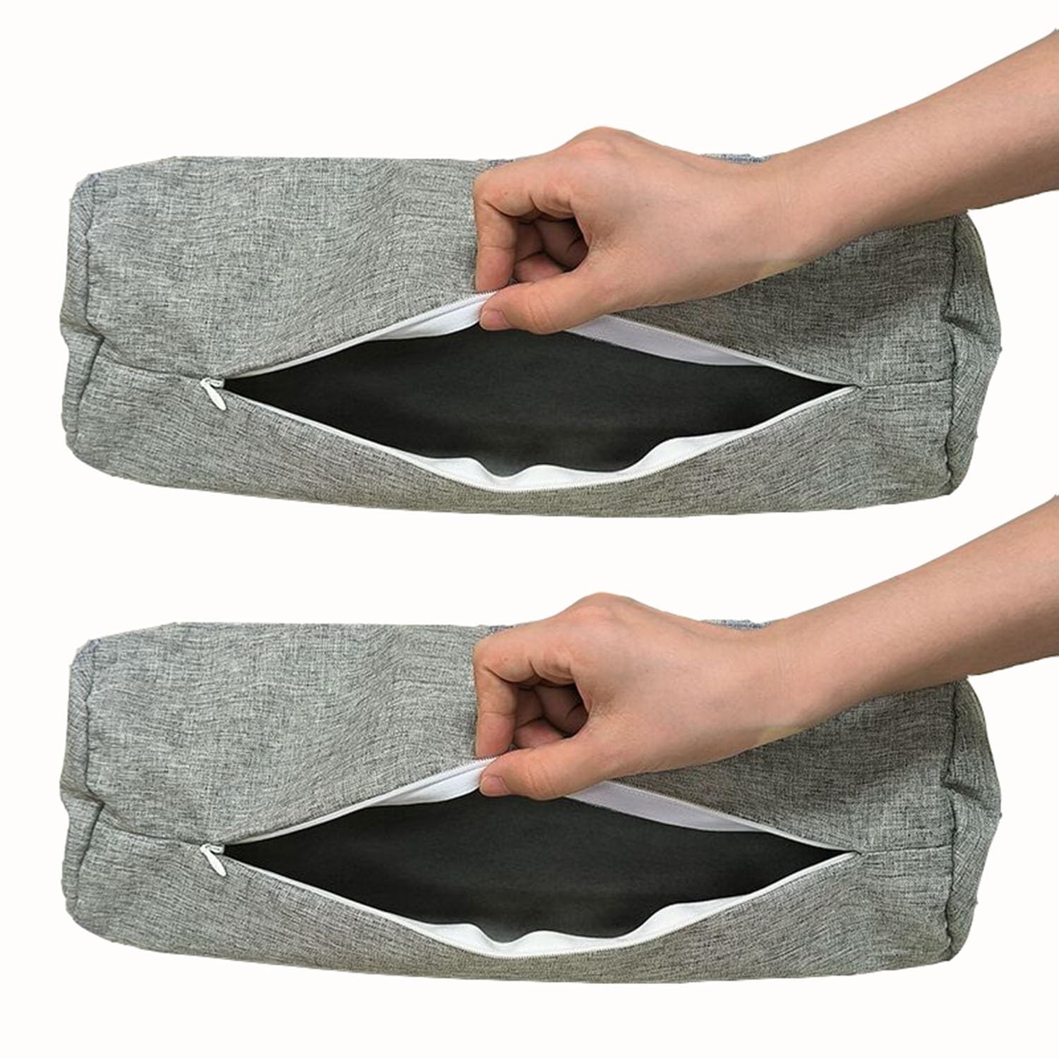 Uicmnsi #6 Set Of 2 Cervical Neck Roll Pillow Covers With Zipper - Soft Round Bolster Pillowcases For Cylindrical Cushions (Pillow Cases Only)(,15X40cm/6X16in)
