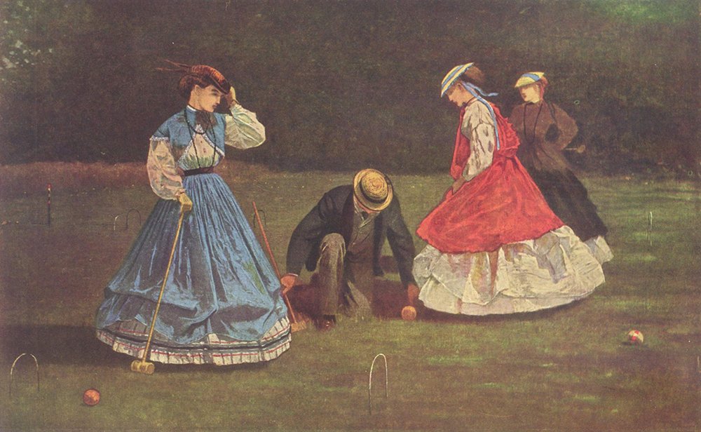 Winslow Homer Croquet œuvre extra large finition semi-gloss cadre prestigieux