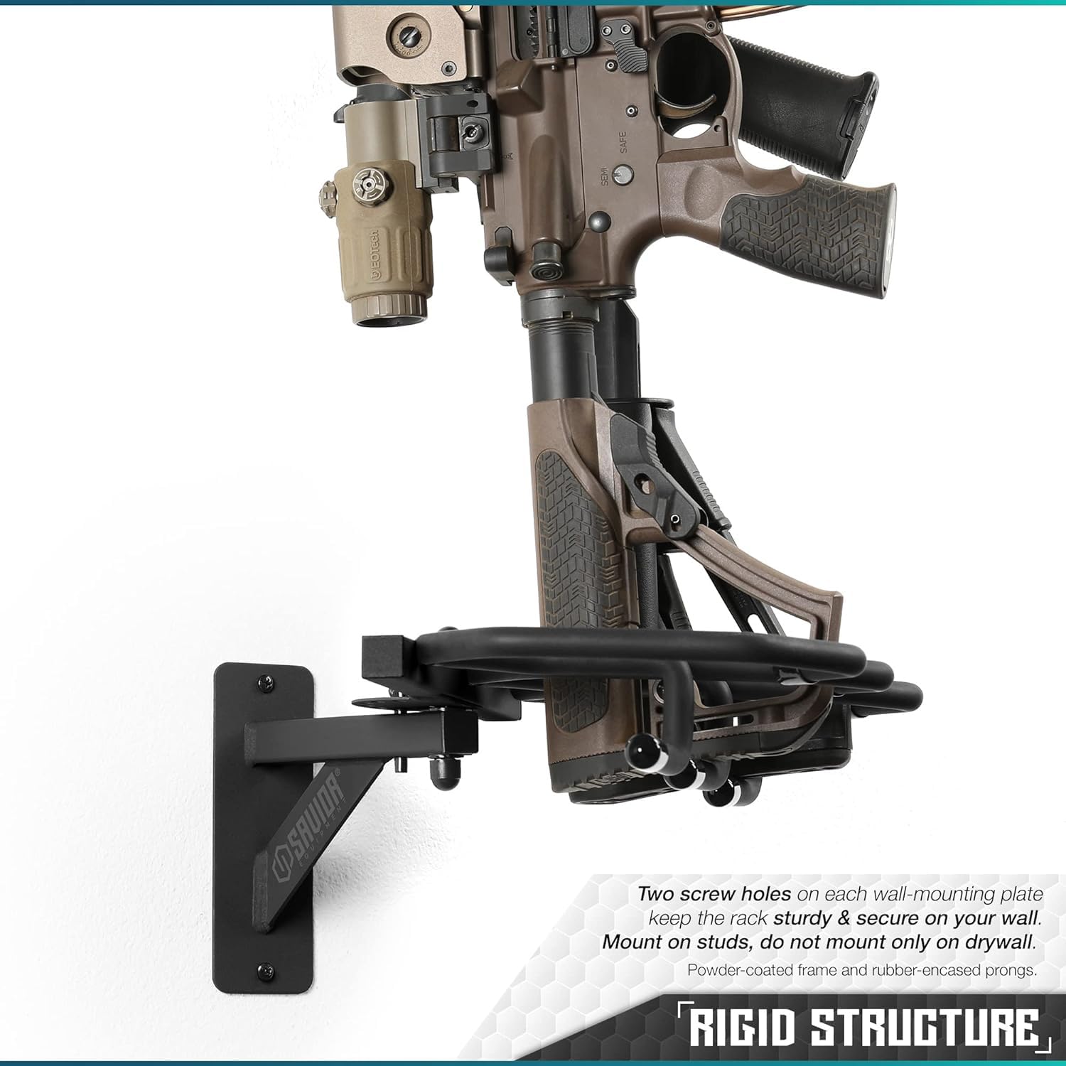ATFLBOX Stojak ścienny na karabin Shotgun Tactical Shotgun Carbine Firearm Indoor Storage Rack - Wytrzymała stal, 3 gniazda, do 34 kg wagi