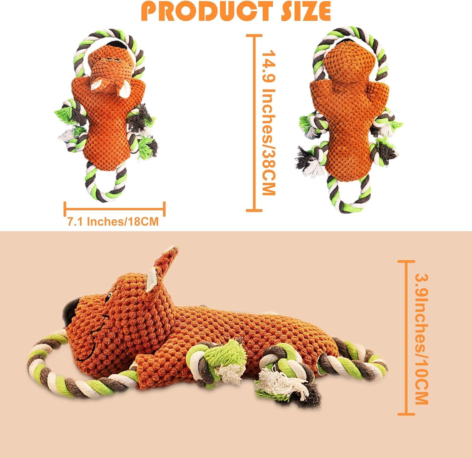 Juguetes chirriantes para perros, juguete de peluche para perros masticadores, juguetes para perros con papel arrugado y chirriante para perro tirón de guerra