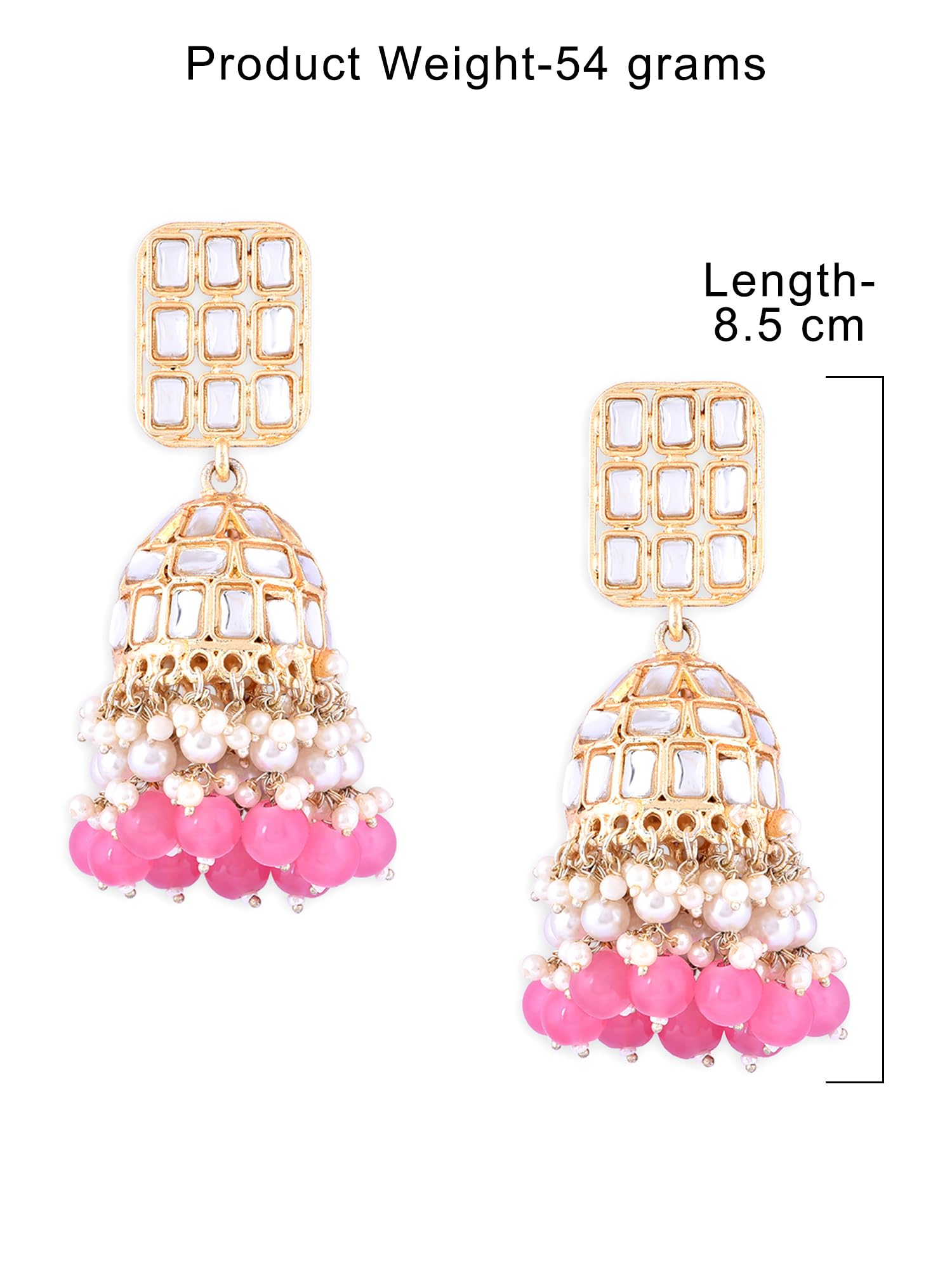 Cluster Beads & Kundan Statement Jhumki Earrings