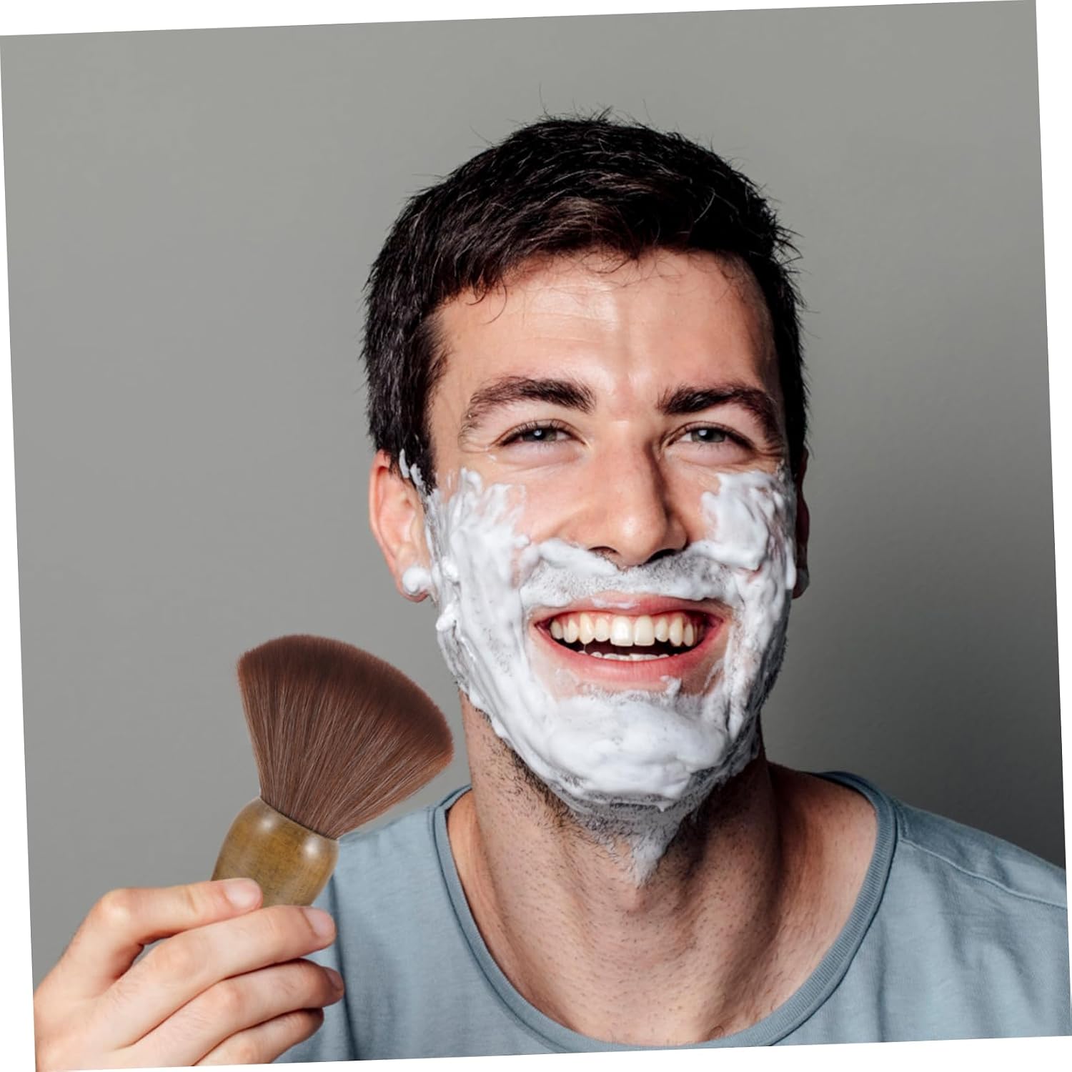 1pc Portable Male Shaving Brush Handle for Beard Care Nylon Bristles for Travel Grooming Tool for Men Father's Day and Special Occasions