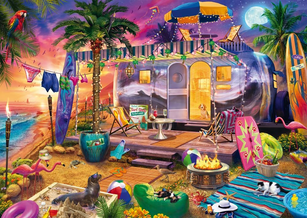 Schmidt Spiele 58573 Jeff Haynie with The Caravan by The Sea, 1000 Pieces, Multi-Coloured