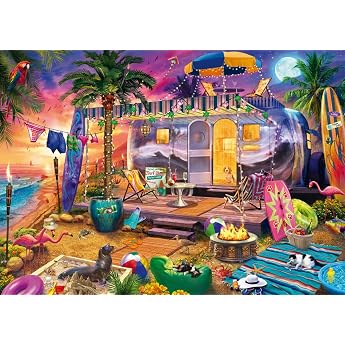 Schmidt Spiele 58573 Jeff Haynie Jigsaw Puzzle with the Caravan by the Sea