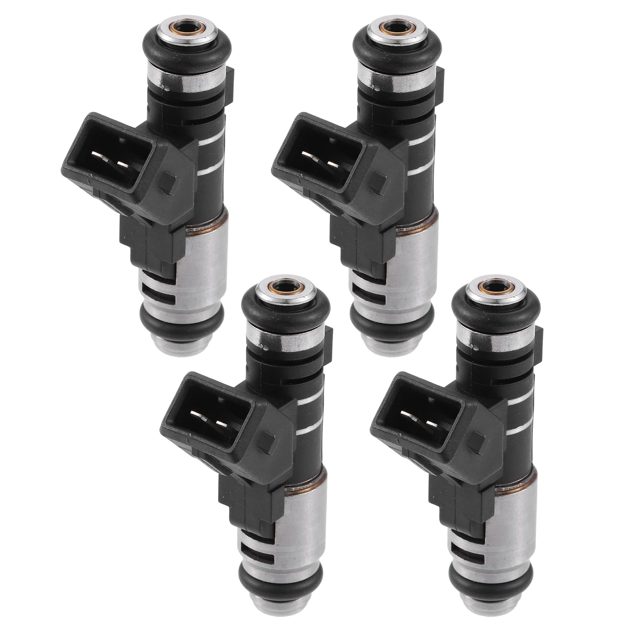 A ABSOPRO Iniettore Carburante Per Citroen C2 C3 2009-2013 4Pz 1.1L | IPM002, 1984C9, Metallo/Plastica, Nero/Argento, 62x35x19mm, 1 Foro, 12V, 2 Pin, Per Citroen C2 03-12, Per Peugeot 206 98-13