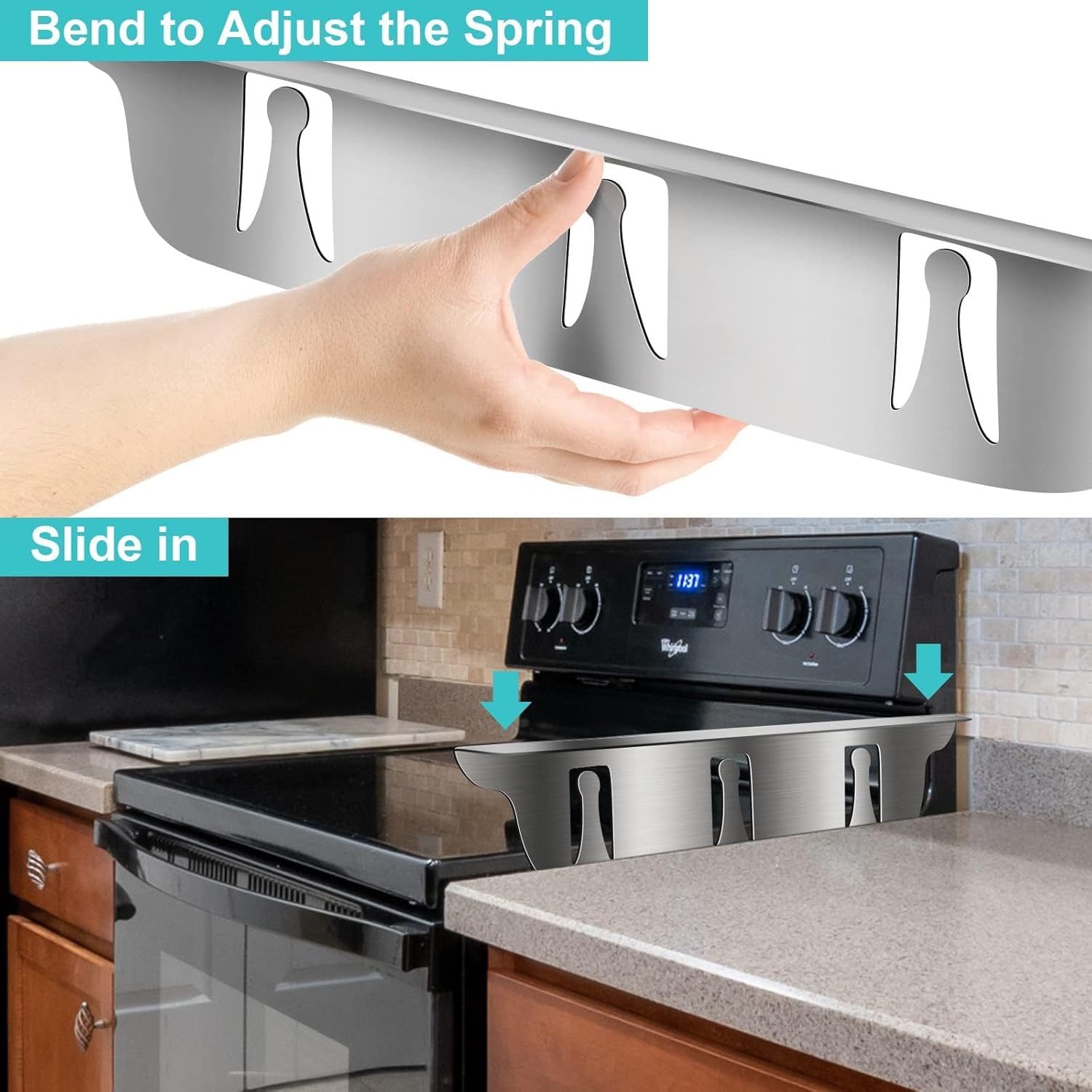 Stove Gap Covers - Stainless Steel, Kitchen Stove Counter Gap Cover Oven Gap Cover, Heat Resistant & Easy to Clean Stove Gap Filler, Upgraded Wider Top Suitable for Wider Stove & Counter Gaps (23.5")