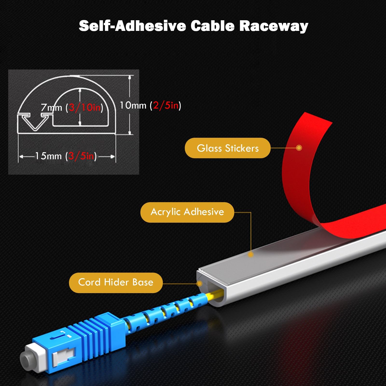AMUFJJ canaletas para Cables Ocultadores de Cables autoadhesivos para TV en la Pared, canaleta de Cable Flexible Gris Claro Blanco para Oficina/hogar/Escuela, Cubierta de Alambre Decorativa(White)