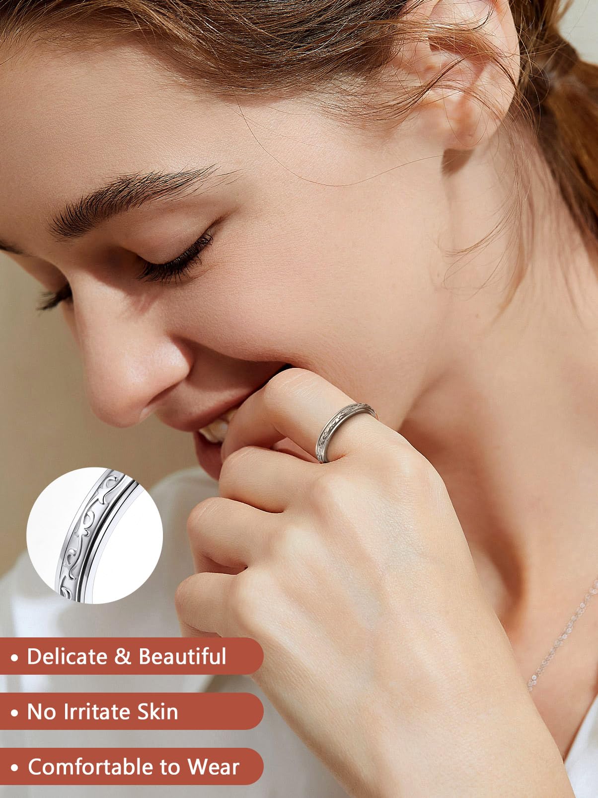 Silvora Bague Homme Argent 925 Anneau Tournante Femme Rotative Plaque Or [52/54/57/59/62/64/67-Chaine Cubain/Noeud Celtique/Lune et Etoile] Anti-stress Bague Anxiete Garcon Fille Accessoir Fidget