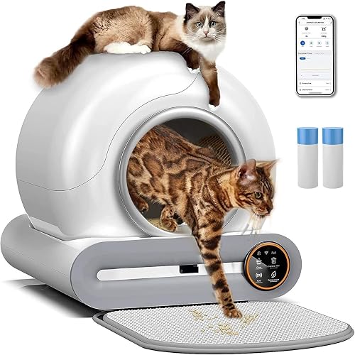 Qiang Arenero Gatos Grande Autolimpiable:Arenero Automatico 65l Control App/Protección Seguridad/Eliminación…