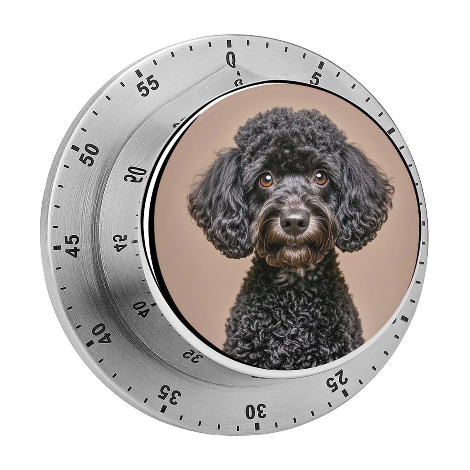 Cute Black Pug Timer Fashion Visual Timers Wind Up 60 Minutes Desk Timers Stainless Steel Magnetic Timer Countdown Clock No Batteries Loud Alarm for Kitchen Chef Cooking