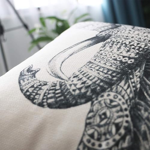 Miniatura 6 de Jahosin Juego de 2 fundas de almohada decorativas de 18 x 18 pulgadas, diseño de elefante (diseño de elefante)