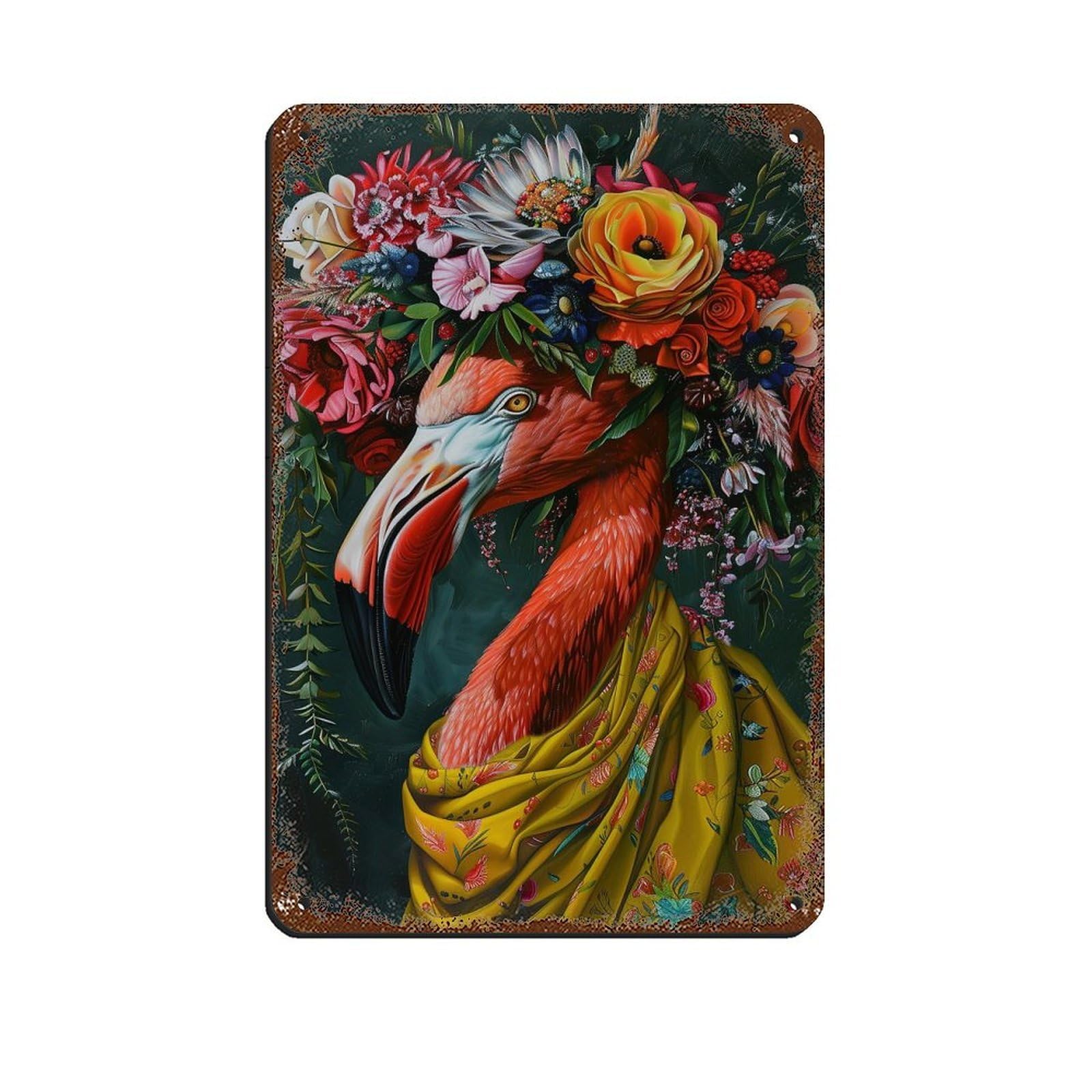 Matisse Floral Flamingo Poster Tin Sign Vintage Metal Pub Club Cafe Bar Home Wall Art Decoration Poster Retro 8x12inch(20x30cm)