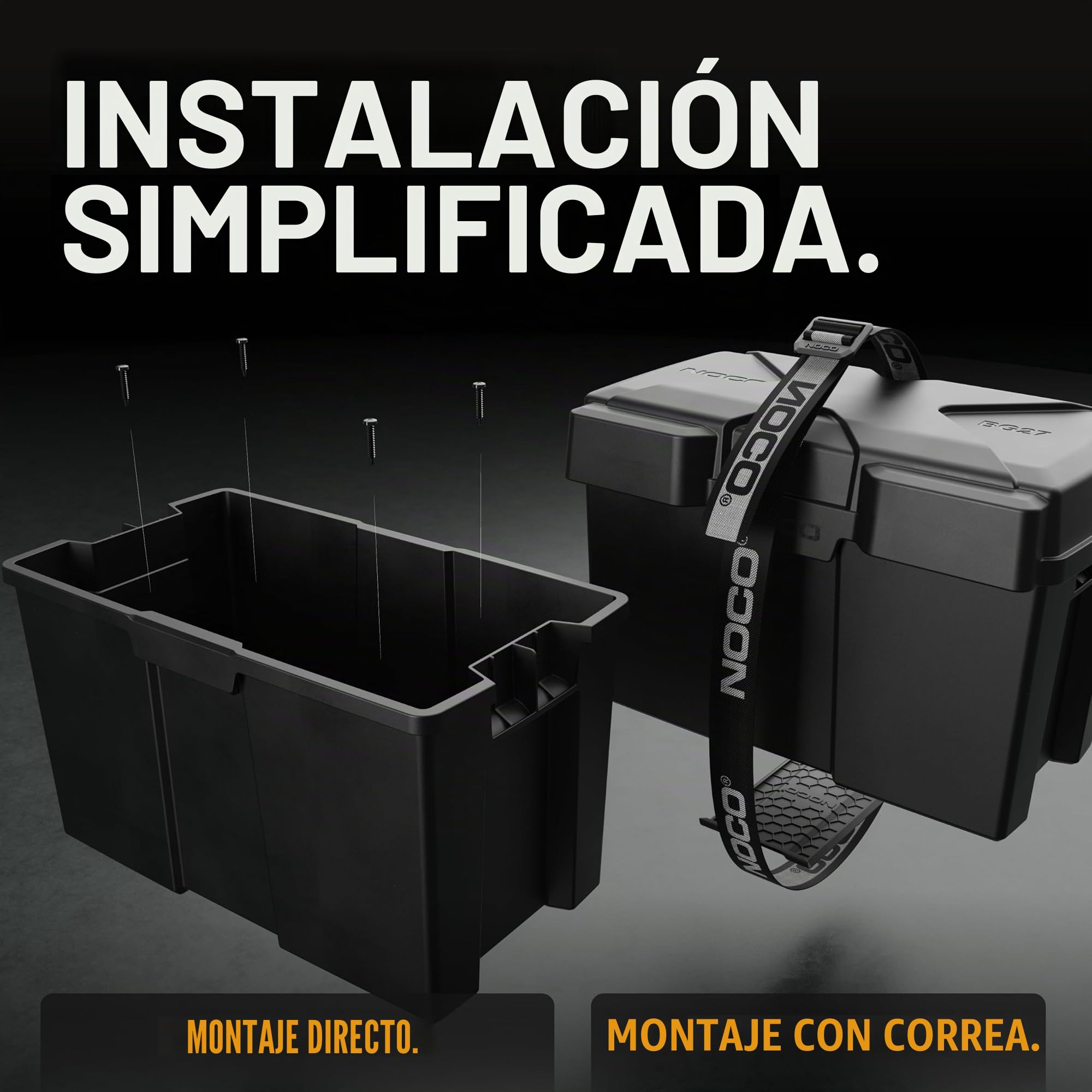 NOCO Snap-Top BG27 Caja de batería, grupo 27, caja de batería de 12 V para baterías marinas, automoción, RV, barco, cámper y remolque de viaje