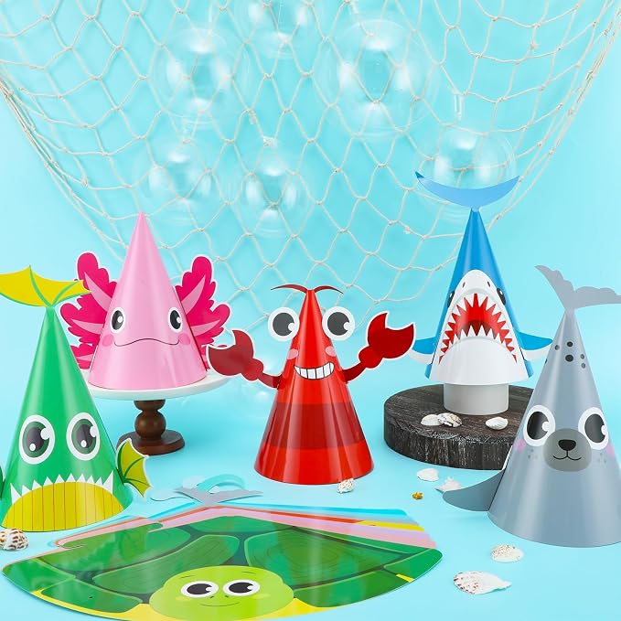 Gorro de fiesta de animales marinos, 24 piezas, decoración marítima miniatura 5
