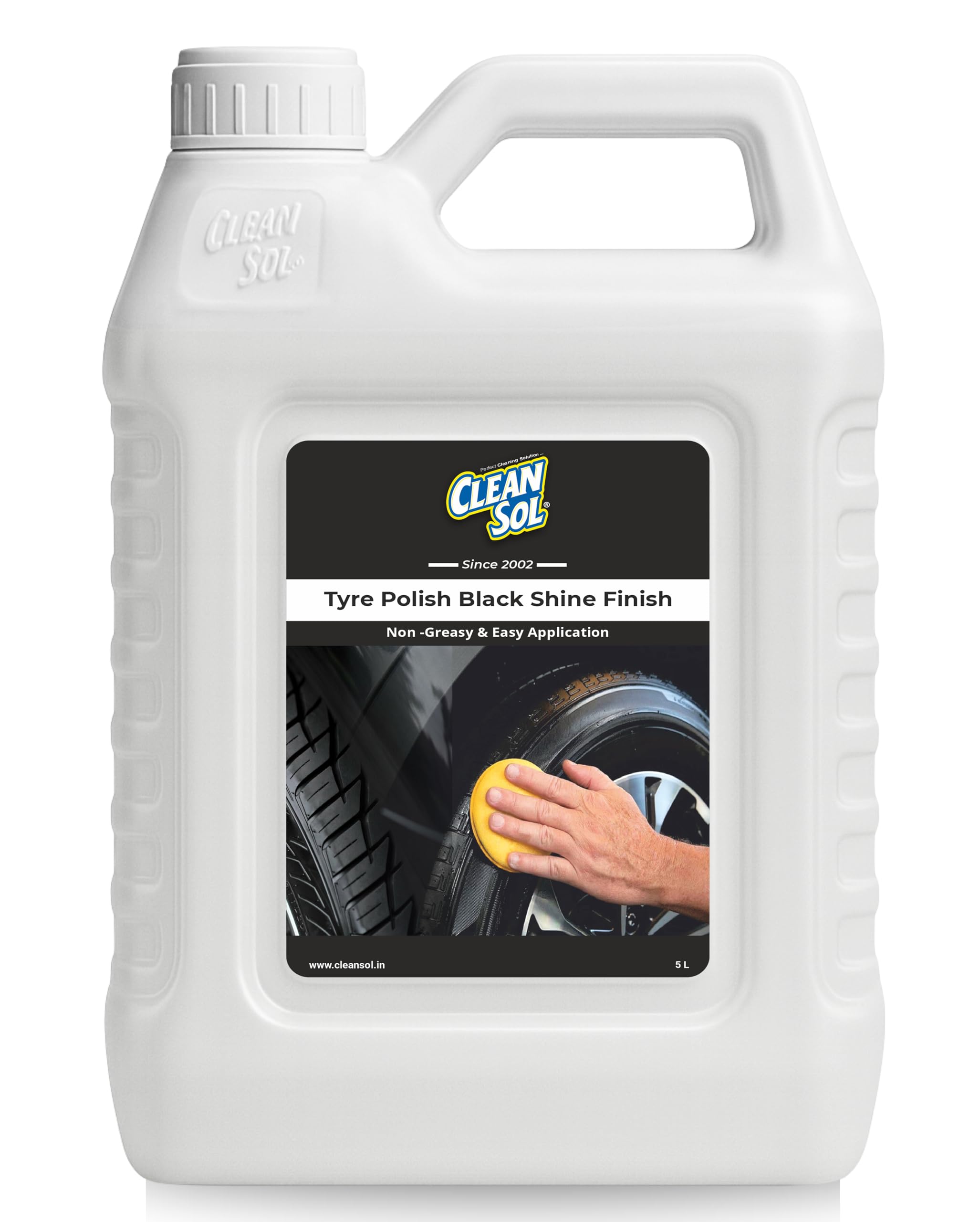 Cleansol Tyre Polish Liquid for Car, Bike, Scooter & All Vehicles | High Gloss Black Shine Spray | Long-Lasting Water-Resistant Formula | 5 litre