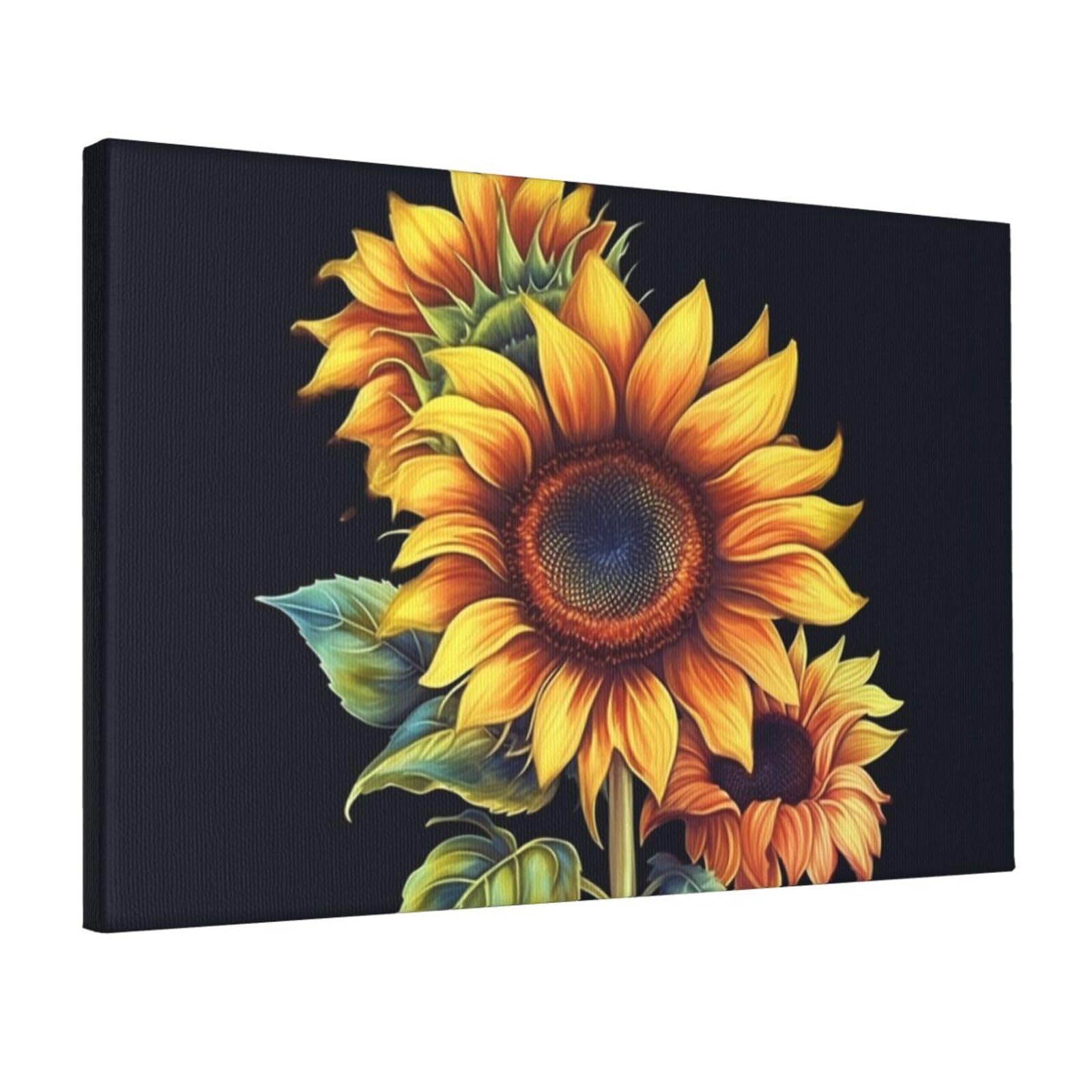 KLOPH Summer Sunflower Canvas Wall Art for Living Room 12"x18" Modern Artwork Painting for Bathroom Hanging Canvas Prints Aesthetic Wallart for Bedroom Kitchen Office Wall Decor