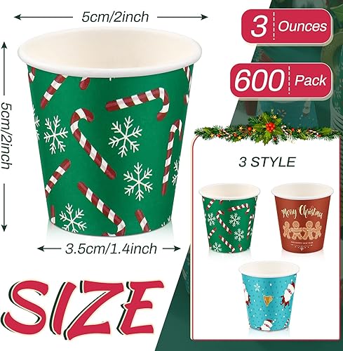 Miniatura 3 de Paquete de 600 vasos de papel de 3 onzas desechables de papel para baño, tazas pequeñas para enjuague bucal y bebidas frías y calientes, tazas de