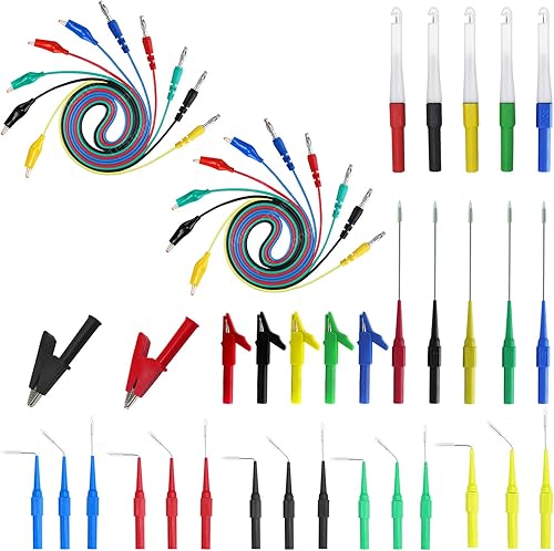 Testeronics Kit de 42 sondas traseras, 5 piercings de alambre con tapa, 20 pines de sonda trasera, 10 cables de prueba de circuito de enchufe de