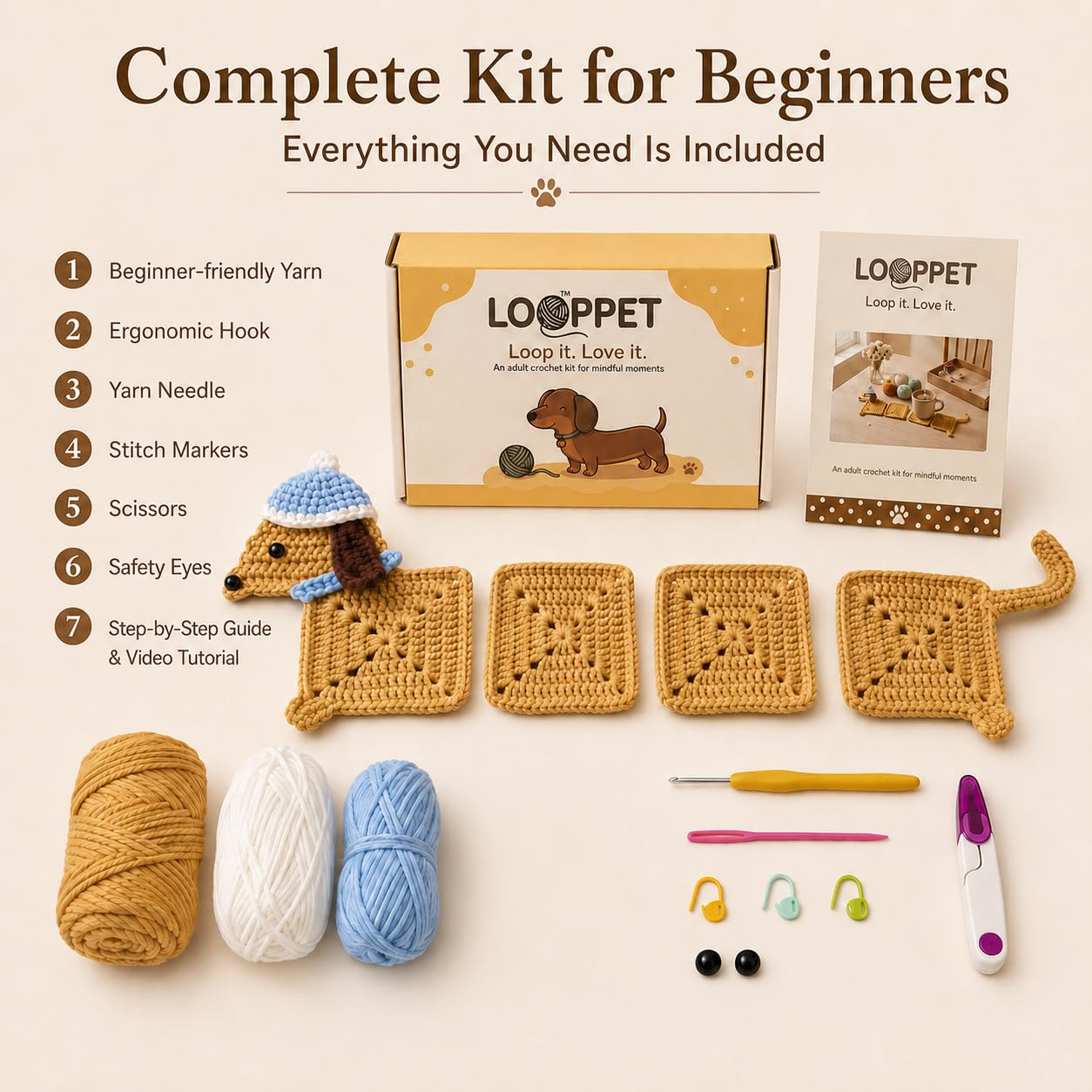 DIY Dachshund Coaster Crochet Kit - Beginner Friendly -2 DIY Dachshund Coaster Crochet Kit - Beginner Friendly -2
