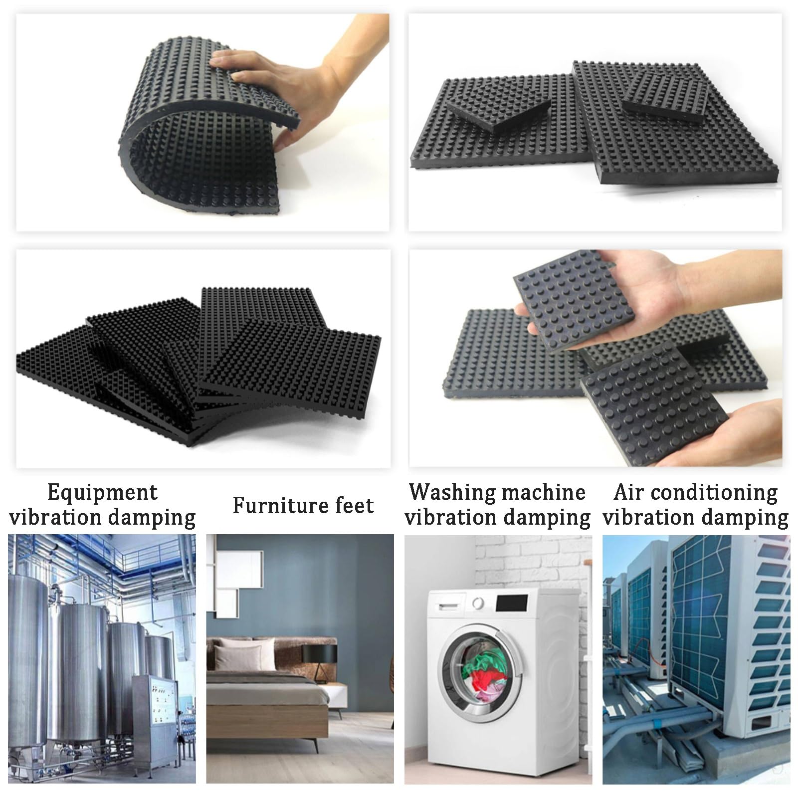 Schwingungsdämpfer Unterlage Waschmaschine, Gummimatte Stoßdämpfung für Laufband, Schallisolierte Füße für Wäschetrockner, Vibrationsdämpfer für Fitnessgeräte(600 * 600mm,20mm)
