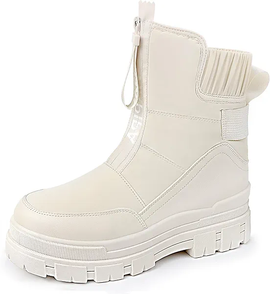 Viapipa Winter Boots for Women Waterproof, Snow Boots for Women, Womens Mid Calf Low Heel Zip Up Anti-Slip Warm Booties Comfortable for Outdoor Walking Hiking