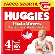Huggies Ultra Comfort, Pannolini Taglia 4 (7-18 Kg), Design Disney, Pacco Scorta, 150 Pz