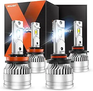 9005/HB3 H11/H9/H8 Bulbs Combo, H11 9005 Fog Light Bulbs with Adjustable Lock Ring, No Polarity Required, Super Brightness, IP67, Pack of 4