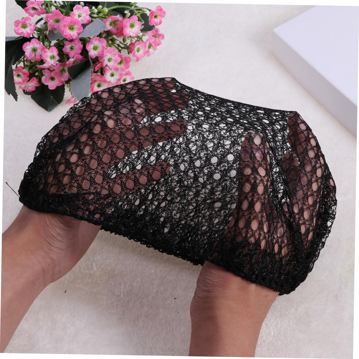 NOLITOY Black Disposable Hair Nets 12 Pcs Polyester Elastic Free Size Cover