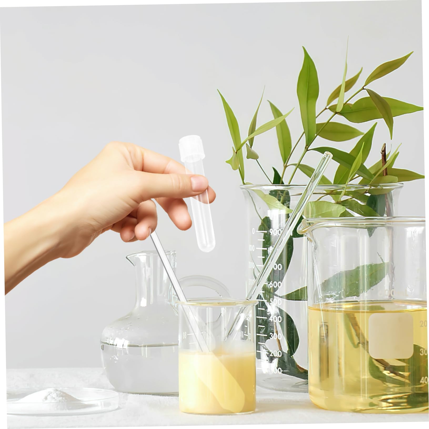 KICHOUSE 24 Pack of 5ml Plastic Lab Cylinders Leakproof Test Tubes Caps High Transparency for Chemistry