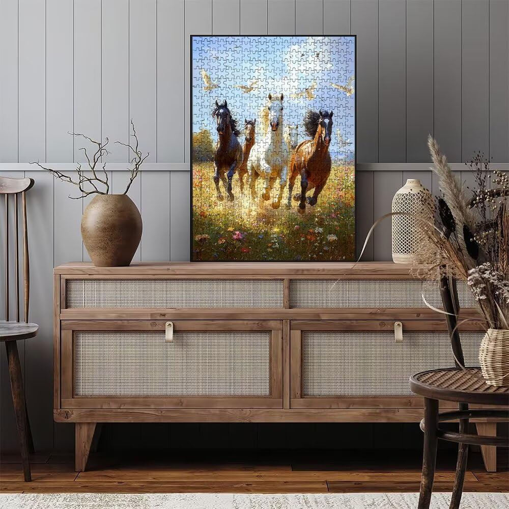 Puzzle 2000 sztuk, kwiaty i konie puzzle dla dorosłych 2000, drewniane puzzle, klasyczne gry edukacyjne, niemożliwe wyzwanie, rodzina gier, kreatywny prezent DX0YL1-390